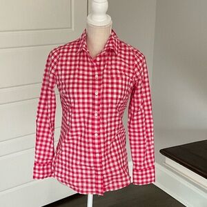 J. Crew Red and White Checkered Button Down Shirt